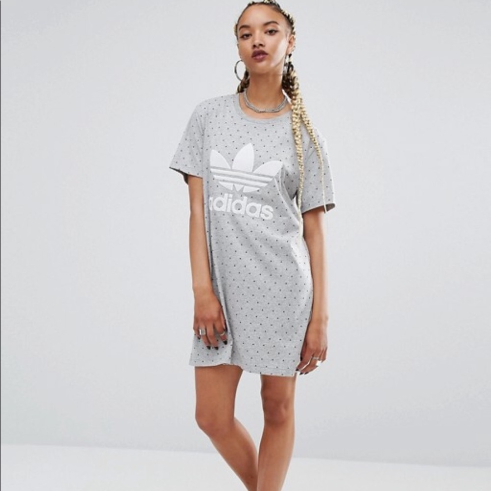 ADIDAS- grey pattered t-shirt logo dress
